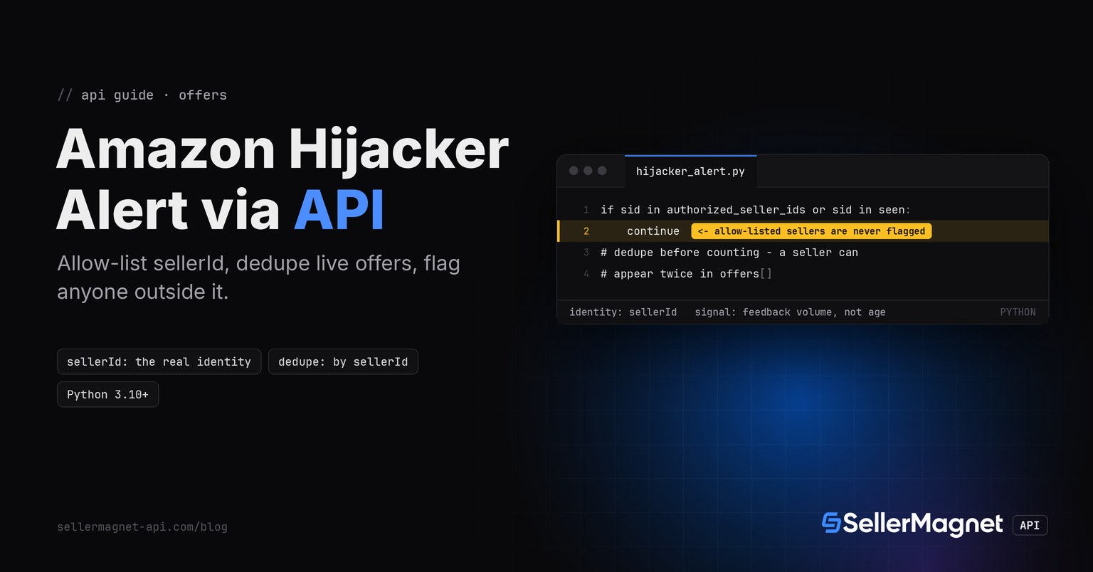 Terminal window showing a Python function that flags unauthorized sellers on a listing