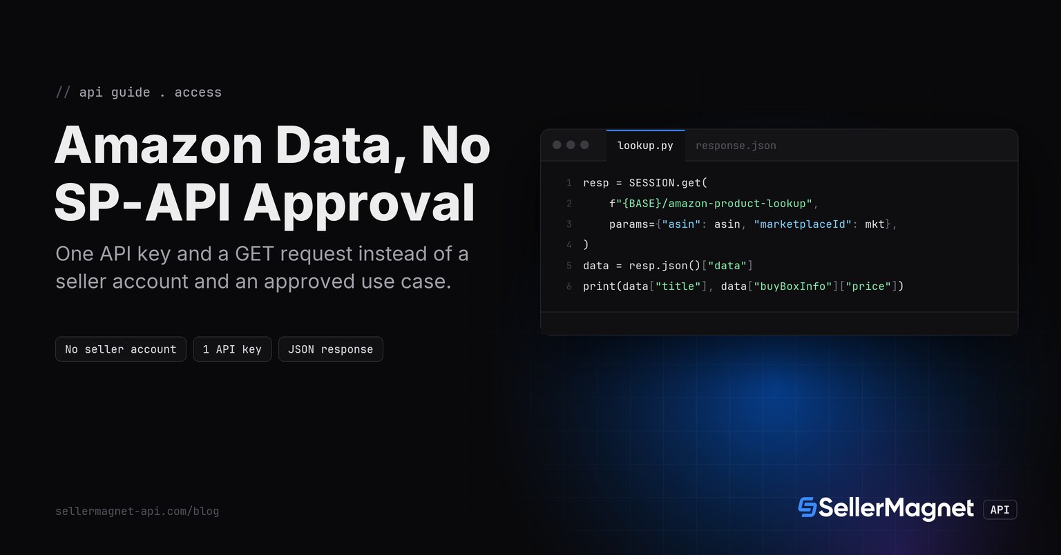 Terminal hero: get Amazon product data without SP-API approval, one API key, JSON response